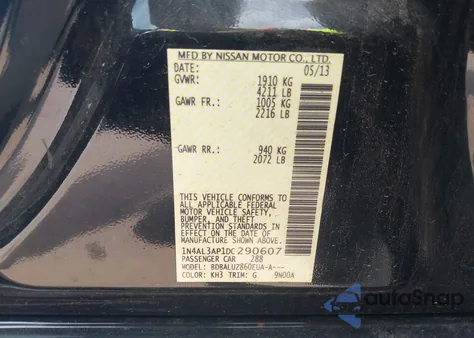 2013 Nissan Altima 2.5 Sv from USA, damaged, VIN 1N4AL3AP1DC290607